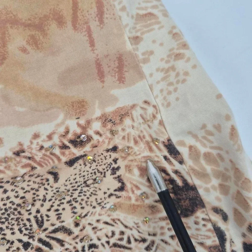 Caribbean Joe Y2K safari cheetah graphic sequin‎ top